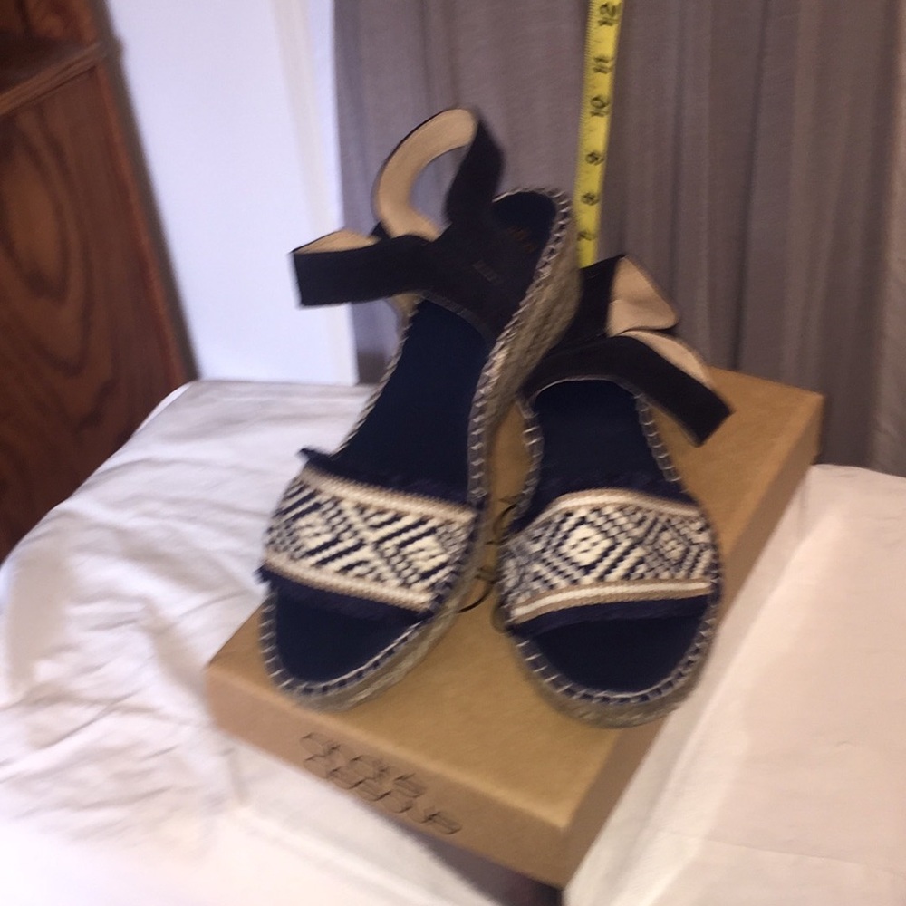 Blue Wedge Leather & fabric, New, SZ 11 M